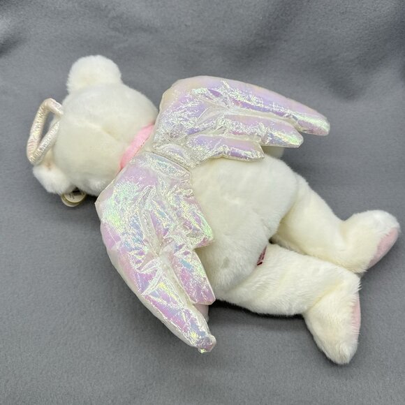 Halo Teddy Bear Angel 1999 Wings Pink Ribbon 14" Plush Toy Vtg TY Beanie Buddy - Picture 4 of 11